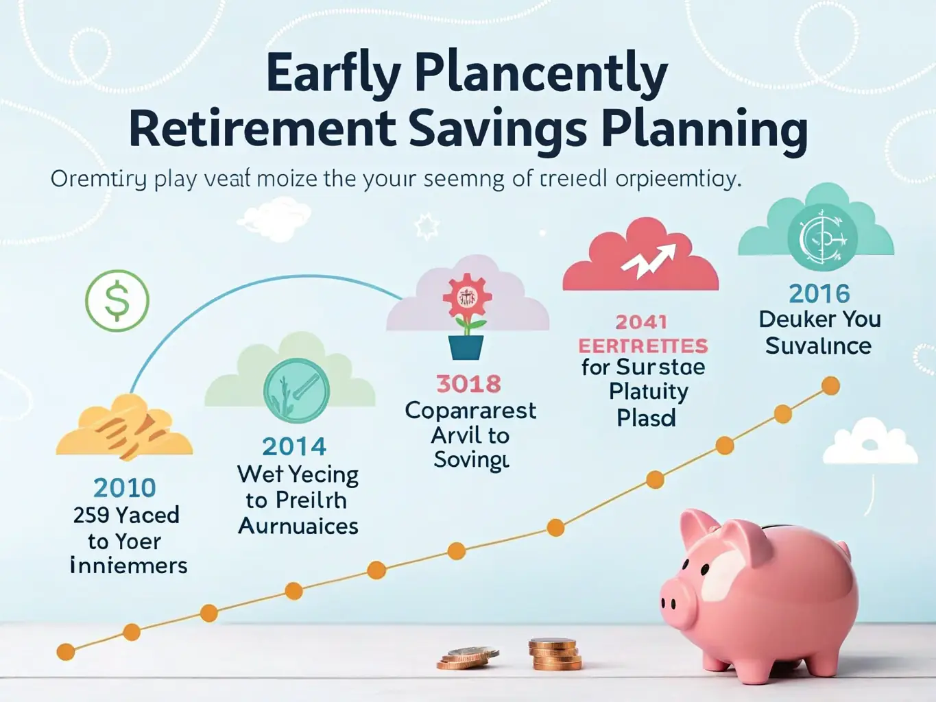 A visual representation of economic planning, showing a roadmap with key milestones and financial goals. The image includes icons representing savings, investments, and retirement planning.