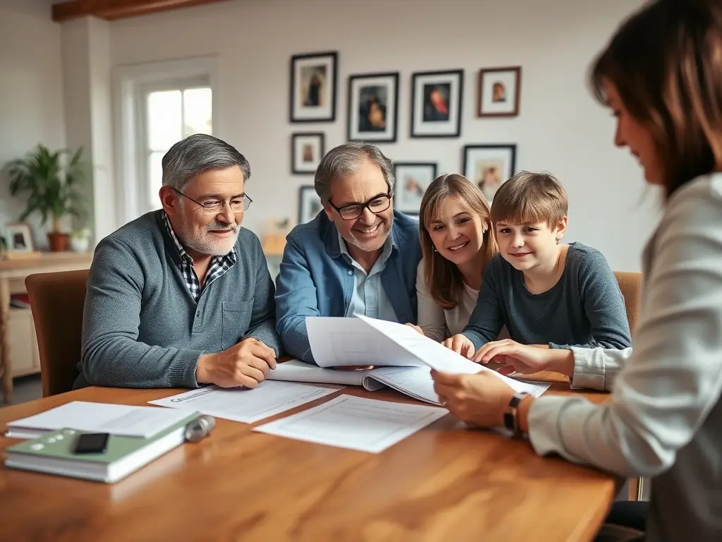 An image of a family discussing their financial future with a consultant, highlighting the importance of economic planning for long-term security.